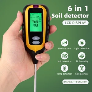 6in1 Soil PH Tester Digital Moisture Light Fertility Temperature Humidity Tester - Picture 1 of 24