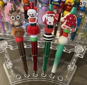 Handgefertigte Weihnachten Perlen Nachfüllbare Stifte - 4er Set Santa Rentier Urlaub - Bild 1 von 3