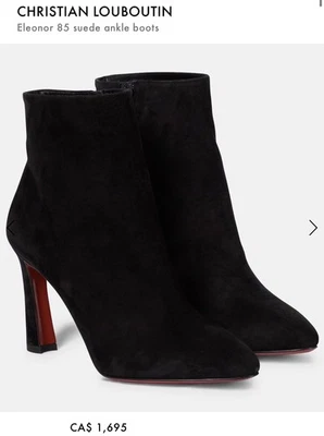 NOVAS Botas de Tornozelo Christian Louboutin Femininas Eleanor 85 Camurça Preta 38.5 EUA 8 - Imagem 1 de 4