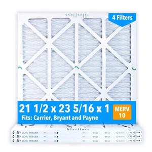 21-1/2 x 23-5/16 x 1 Air Filters Case of 4 MERV 10 Pleated Made in USA - Picture 1 of 2