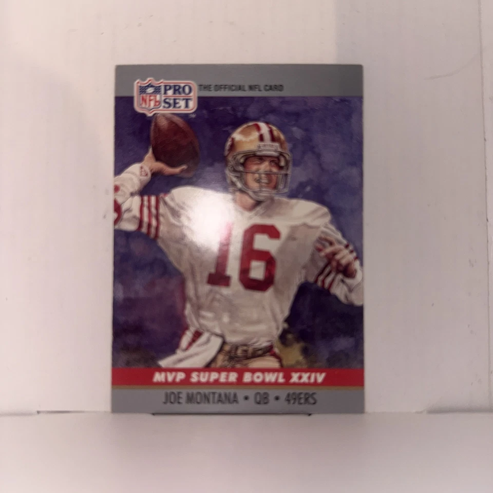 Tarjeta de fútbol americano 1990 Pro Set Super Bowl Jugador Más Valioso #24 Joe Montana San Francisco 49ers Foto 1 de 2