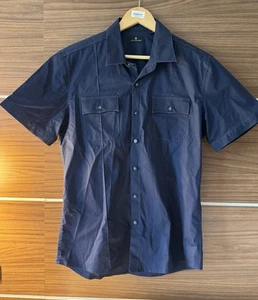 7 Diamonds Mens Short Sleeve Button Up Shirt Size Medium Blue Stretch Premium - Picture 1 of 6