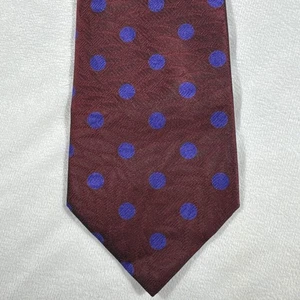 Ermenegildo Zegna Neck Tie Men's Red Blue 100% Silk Polka Dots Made in Italy - Picture 1 of 7