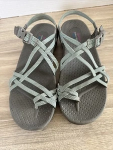 Skechers Reggae-Irie Mon Women’s Sz 8 Multi Strap Teal/Gray Outdoor Sandal - Picture 1 of 5