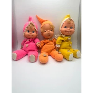Mattel VTG 1970 Baby Beans Pink Orange Yellow Doll 11" Beanbag Pajamas - Imagen 1 de 9