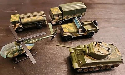 Vintage YatMing Military Vehicles CJ-7 Jeep Troop Tank Tanker Helicopter China - Image 1 of 4