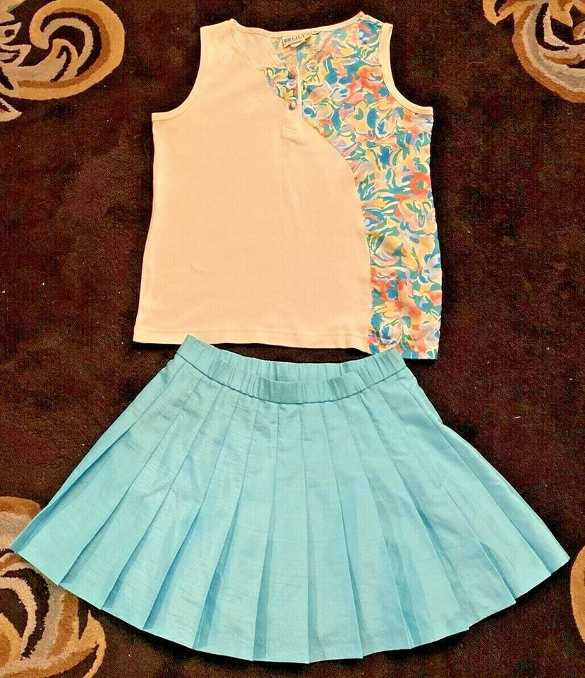 Tênis Vintage 2 Peças 10/M Lily's of BH Verde Turquesa Pêssego Branco Poli EUA - Imagem 1 de 4