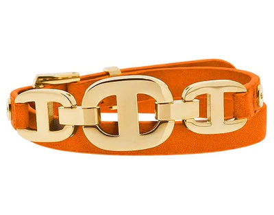 Pulsera de cuero MICHAEL KORS MKJ4442 oro/naranja marítimo 3 eslabones doble envoltura Foto 1 de 4