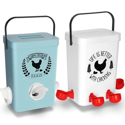 Chicken Feeder and Waterer Set,3 Gallon Automatic Chicken Feeder No Waste, HOT Foto 1 de 4