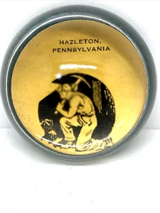Antique Advertising Glass Paperweight Hazleton, Pennsylvania Mining Advertising - Picture 1 of 13