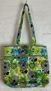 Borsa da viaggio Vera Bradley "LIMES UP" verde fluo giallo 2 manici floreale panno - Foto 1 di 4