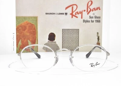 Ray-Ban Eyeglasses Satin Silver Half Rim Round Oval 49-22-145 6547 2538 - Image 1 of 4