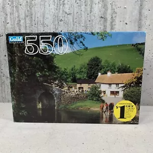 Guild 550 Piece Jigsaw Puzzle Lorna Doone Farm Devon England 1999 Hasbro Sealed - Picture 1 of 4