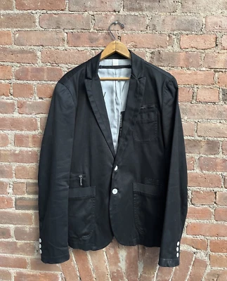 Blazer Diesel para hombre, talla mediana, negro, botones blancos Foto 1 de 4