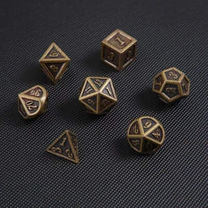 Metall DnD Würfel 7-teilig bronzefarben | RPG | DSA - Bild 1 von 8