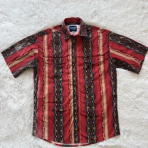 Vintage Wrangler Brusher Popper Western Shirt Aztec Pearl Snap Size Large - Picture 1 of 9