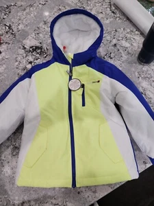 New Youth unisex SWISS TECH hooded COAT blue gray neon JACKET 4 in 1 Sz XS 4-5 - Picture 1 of 2