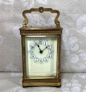 Reloj Carro Francés Vintage Latón Tiempo de Funcionamiento Solo Estuche Latón - Imagen 1 de 11