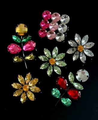 Brooch Lot Mixed Flower Colorful Multi  Sample Lot  12 pcs Mix - Image 1 of 4