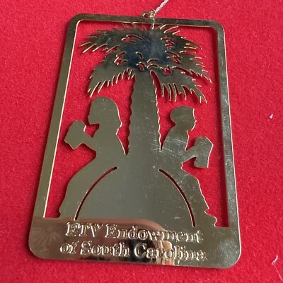 Carolina del Sur SC ETV PBS Palmetto Árbol Latón Adorno de Navidad Foto 1 de 2