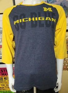 Michigan Wolverines 3/4 Sleeve Raglan Jersey Jersey Shirt Large Nice Go Blue - Picture 1 of 3