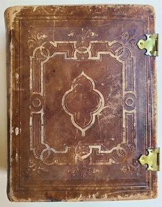 1870 BIBLE in GERMAN ILLUSTRATED Philadelphia AMERICANA antique w/ CLASPS - Picture 1 of 24
