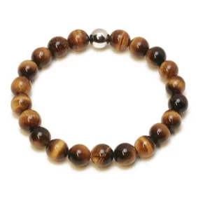 A+ Tiger's Eye Smooth Round 6-8MM Gemstone Beaded Stretchable Men Women Bracelet - Picture 1 of 8