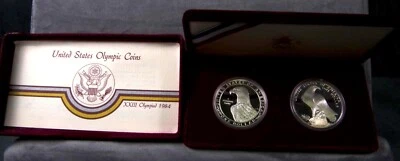 1984 USA Silver Dollar Los Angeles Olympic Coin Set in box - Image 1 of 3