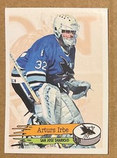1995-96 ARTURS IRBE PANINI NHL HOCKEY STICKER CARD #287 SAN JOSE SHARKS