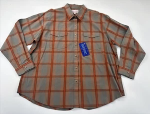 Panhandle Slim Western Shirt Womens 2X tan Plaid Pearl Snap Long Sleeve NEW - Picture 1 of 10