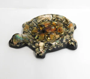 Vintage Lucite Turtle Figure Abalone Shell Decorated Ashtray / Soap Dish - Picture 1 of 6
