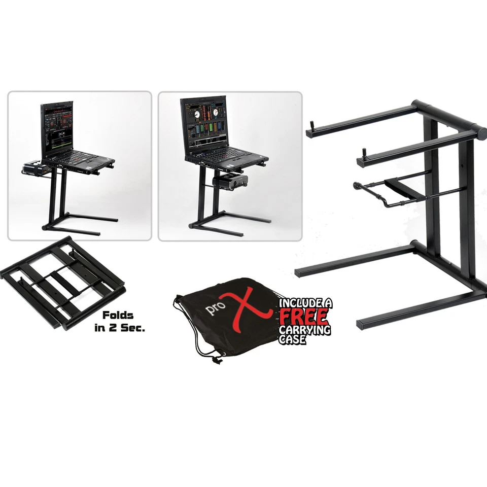 ProX T-LPS600B Foldable and Portable DJ Laptop Stand W/Adjustable Shelf BLACK - Image 1 of 2