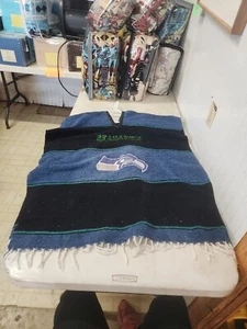 Seattle Seahawks Embroidered Poncho Blanket Fan Game Wear Gear Football - Picture 1 of 10