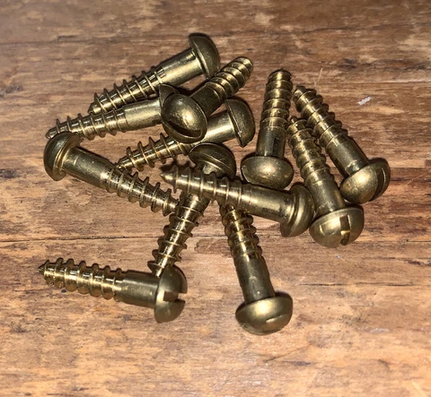 Wood Screws #6 X 5/8” Slotted Round Head Solid Brass Cover