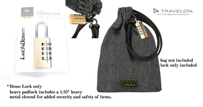 Travelon latón macizo antirrobo 4 diales calibre pesado combo bloqueo, nuevo en paquete Foto 1 de 4