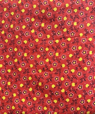 Tela calicó roja vintage de más de 6 yardas con manzanas amarillas 44,5 de ancho Foto 1 de 3