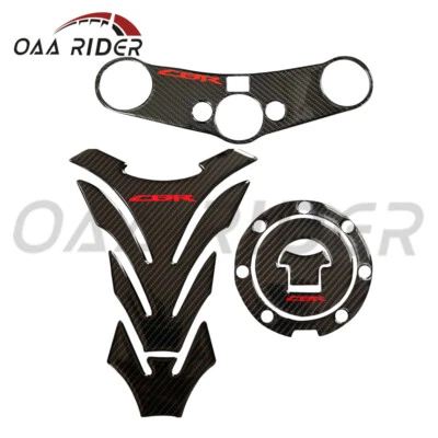 Tapa de combustible de fibra de carbono almohadilla de tanque de gasolina triple abrazadera pegatina para CBR600RR 2007-2016 Foto 1 de 4
