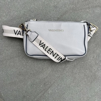 Valentino Grey Leather Swim Crossbody With Logo Tape Strap - Image 1 of 4