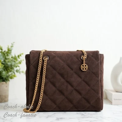 Nuevo con etiquetas Bolso de Mano Tory Burch Willa Gamuza Pequeño con Cremallera en Marrón Cacao Oscuro Foto 1 de 4