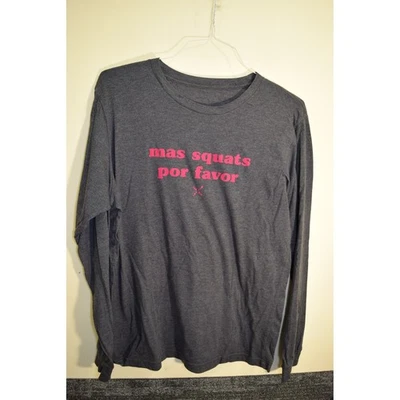 Camiseta Mas Squats Por Favor Manga Larga Gris Fitness Gimnasio Entrenamiento Top MUJER XL Foto 1 de 4