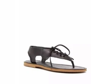 Musse & Cloud Womens Sandal Leather Black 6 Mitic Lace Front New - Picture 1 of 6