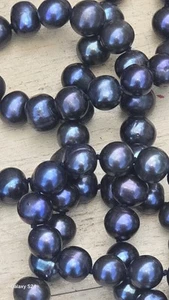 80" Cultured Tahitian Black Pearls – 10mm Hand-Knotted Strand – Peacock Luster - Picture 1 of 19