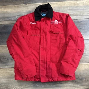 Tri Mountain Jacket Mens Small Canvas Quilted Lined Work Wear Heavyweight Red - Picture 1 of 8