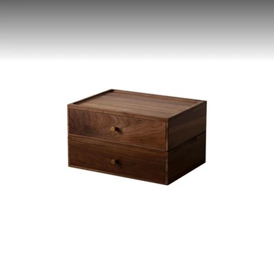 Walnut Desktop Drawer Organizer with Brass Handle - Image 1 of 4