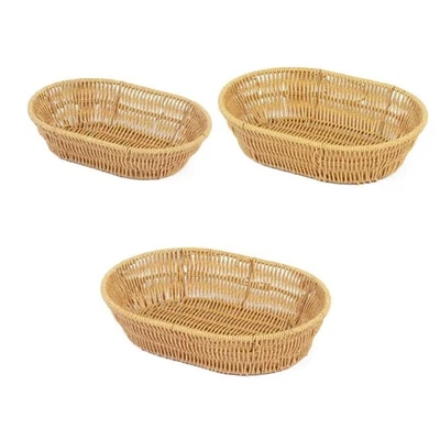 3pcs Imitation Rattan Woven Basket Large Capacity Serving Tray Storage Plate - Image 1 of 4