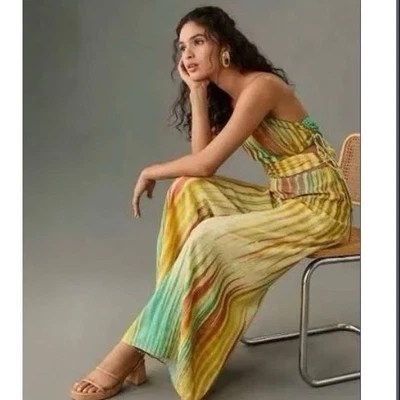 Macacão Anthropologie Plenty By Tracy Reese Side Show Flowy Ikat tamanho médio novo - Imagem 1 de 4