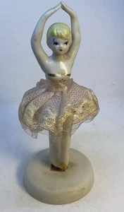 Mid Century Porzellan tanzendes Mädchen dreht sich auf Sockel, Made in Japan #M - Bild 1 von 8