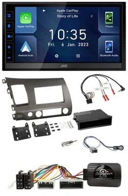 JVC DAB Bluetooth Lenkrad USB 2DIN Autoradio für Honda Civic 06-10 Hybrid anthra - Bild 1 von 4