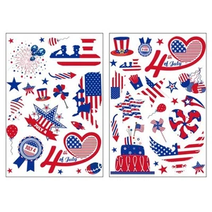  4 Sheets Independence Day Stickers Window Clings Electrostatic for - Afbeelding 1 van 12