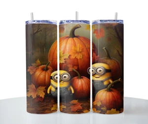 The Minions Kürbisse Herbstmotiv 20 Unzen dünn isoliert Becher Deckel Strohhalm #2 - Bild 1 von 3